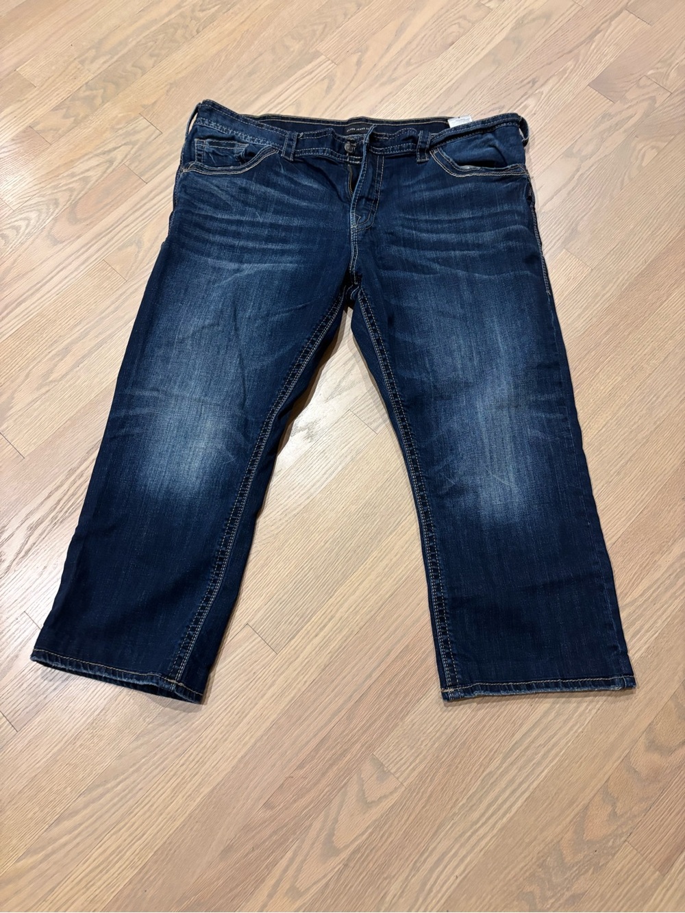Silver Jeans Co Men’s Dark Blue Washed Jeans Shortened for Man 5’4” Size 42 W